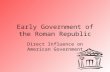 Early Government of the Roman Republic Direct Influence on American Government.
