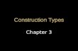 Chapter 3 Construction Types. Construction types Identifies combustibility of building structure, non-structural skin, and interior elements Some construction.