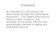Fractions SC Standard 5-2: The student will demonstrate through the mathematical processes […] the relationships among whole numbers, fractions, and decimals;