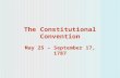 The Constitutional Convention May 25 – September 17, 1787.