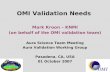 OMI Validation Needs Mark Kroon – KNMI (on behalf of the OMI validation team) Aura Science Team Meeting Aura Validation Working Group Pasadena, CA, USA.
