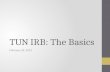 TUN IRB: The Basics February 26, 2015. IRB Function Review human-subject research Ensure the rights & welfare of human subjects are adequately protected.
