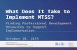 What Does It Take to Implement MTSS? Finding Professional Development Resources to Support Implementation October 28, 2015.