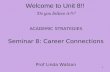 Welcome to Unit 8!! Do you believe it?!? ACADEMIC STRATEGIES Seminar 8: Career Connections Prof Linda Watson 1.