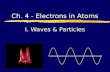 I. Waves & Particles Ch. 4 - Electrons in Atoms. Light and Electrons zBecause light and electrons have common properties, understanding one helps to understand.