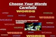 Choose Your Words Carefully. WORDS WORDS Proverbs 18:21 “The tongue has the power of life and death.”