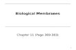 Biological Membranes Biological Membranes 1 Chapter 11 (Page 369-383) Chapter 11 (Page 369-383)
