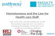 Homelessness and the Law for Health care Staff Just as for the mental health act & the the mental capacity act, we need a working knowledge of the law.