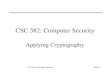 CSC 382: Computer SecuritySlide #1 CSC 382: Computer Security Applying Cryptography.