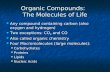 Organic Compounds: The Molecules of Life Any compound containing carbon (also oxygen and hydrogen) Any compound containing carbon (also oxygen and hydrogen)