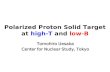 Polarized Proton Solid Target at high-T and low-B Tomohiro Uesaka Center for Nuclear Study, Tokyo.