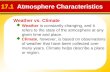 Weather vs. Climate 17.1 Atmosphere Characteristics  Weather is constantly changing, and it refers to the state of the atmosphere at any given time and.