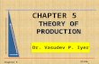 Chapter 5 Slide 1 CHAPTER 5 THEORY OF PRODUCTION Dr. Vasudev P. Iyer.