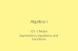 Algebra I Ch. 1 Notes Expressions, Equations, and Functions.