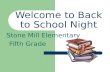 Welcome to Back to School Night Stone Mill Elementary Fifth Grade.
