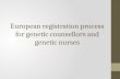 European registration process for genetic counsellors and genetic nurses.