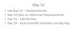 Day 12 Lab Day 13 – Measurements Day 14 Quiz on Units and Measurements Day 15 – Lab Density Day 16 – Quiz Scientific Notation and Sig Figs.