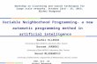 HSE, Oct. 24 Nizhni Novgorod Variable Neighborhood Programming- a new automatic programming method in artificial intelligence Souhir ELLEUCH University.