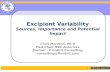 Excipient Variability Sources, Importance and Potential Impact Chris Moreton, Ph.D Past Chair IPEC-Americas Partner – FinnBrit Consulting consulting@finnbrit.com.