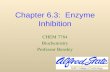 Chapter 6.3: Enzyme Inhibition CHEM 7784 Biochemistry Professor Bensley.