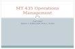 UNIT ONE TONEY L FERGUSON M.B.A., M.P.M MT 435 Operations Management.