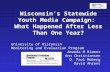 Wisconsin’s Statewide Youth Media Campaign: What Happened After Less Than One Year? University of Wisconsin Monitoring and Evaluation Program Amanda M.