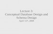 Lecture 3: Conceptual Database Design and Schema Design April 12 th, 2004.