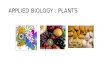 APPLIED BIOLOGY : PLANTS. COURSE OBJECTIVE Ability to illustrate and explain the cell and biological diversity Ability to differentiate microbe, plant.