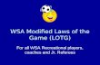 WSA Modified Laws of the Game (LOTG) For all WSA Recreational players, coaches and Jr. Referees.