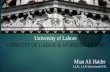 University of Lahore CONCEPT OF LABOR & WORKING CLASS Mian Ali Haider L.L.B., L.L.M (Cum Laude) U.K.