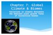 Chapter 7: Global Climate & Biomes Variations in climate determine the dominant plant growth forms of terrestrial biomes.