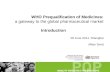 WHO Prequalification of Medicines: a gateway to the global pharmaceutical market Introduction 28 June 2014, Shanghai Milan Smid.