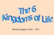 Read pages 412 - 417. Read page 412 - 417 All living things are classified into one of 6 kingdoms. The six kingdoms are: 1. Eubacteria (Monera) 3.