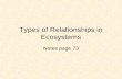 Types of Relationships in Ecosystems Notes page 73.