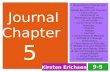 Journal Chapter 5 Kirsten Erichsen Perpendicular Bisector and Theorem Angle Bisector and Theorem Concurrency Concurrency of Perpendicular Bisectors Circumcenter.