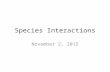 Species Interactions November 2, 2015. Do Now Collect materials from the front of the room Take your seat Start writing your answer to today’s warm-up: