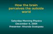 How the brain perceives the outside world Saturday Morning Physics December 4, 2004 Presenter: Rhonda Dzakpasu.