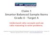 Claim 1 Smarter Balanced Sample Items Grade 6 - Target A Understand ratio concepts and use ratio reasoning to solve problems. Questions courtesy of the.