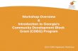 2013 CDBG Applicants’ Workshop Workshop Overview & Introduction to Georgia’s Community Development Block Grant (CDBG) Program.