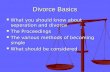 Divorce Basics What you should know about seperation and divorce What you should know about seperation and divorce The Proceedings The Proceedings The.