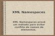 XML Namespaces XML Namespaces provê um método para evitar conflito de nomes de elementos.