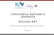 1 Informática Aplicada à Hotelaria Revisão AP1 Prof. Guilherme Alexandre Monteiro Reinaldo Recife.