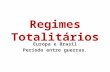 Regimes Totalitários Europa e Brasil Período entre guerras.