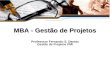 MBA - Gestão de Projetos Professsor Fernando S. Dantas Gestão de Projetos PMI.