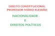DIREITO CONSTITUCIONAL PROFESSOR MÁRIO ELESBÃO NACIONALIDADE E DIREITOS POLÍTICOS.