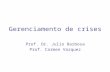Gerenciamento de crises Prof. Dr. Julio Barbosa Prof. Carmen Vazquez.