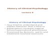 Lecture 3 History of Clinical Psychology