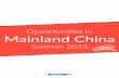 Opportunities in Mainland China [Summer 2015]