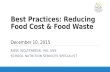 Best practices Reducing Food Cost & Food Waste