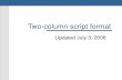 Two Column Script Format